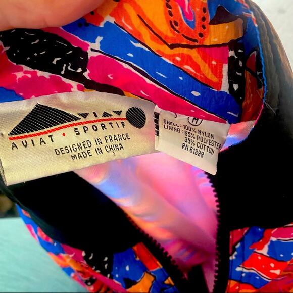 VNTG AVIAT SPORT MOTIF 80s polyester jacket M - Picture 2 of 4